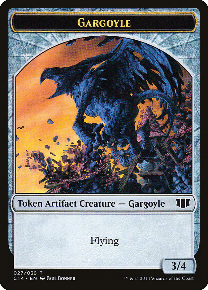 Gargoyle // Elf Warrior Double-sided Token [Commander 2014 Tokens] | Play N Trade Winnipeg