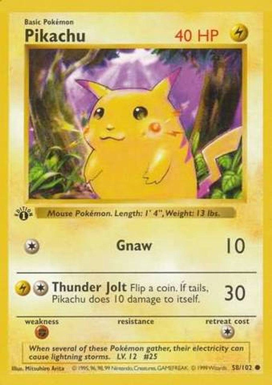 Pikachu (58/102) (Red Cheeks Misprint) [Base Set 1st Edition] | Play N Trade Winnipeg