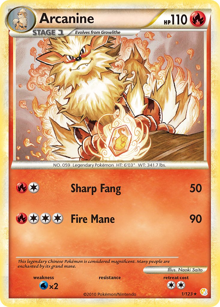 Arcanine (1/123) (Theme Deck Exclusive) [HeartGold & SoulSilver: Base Set] | Play N Trade Winnipeg