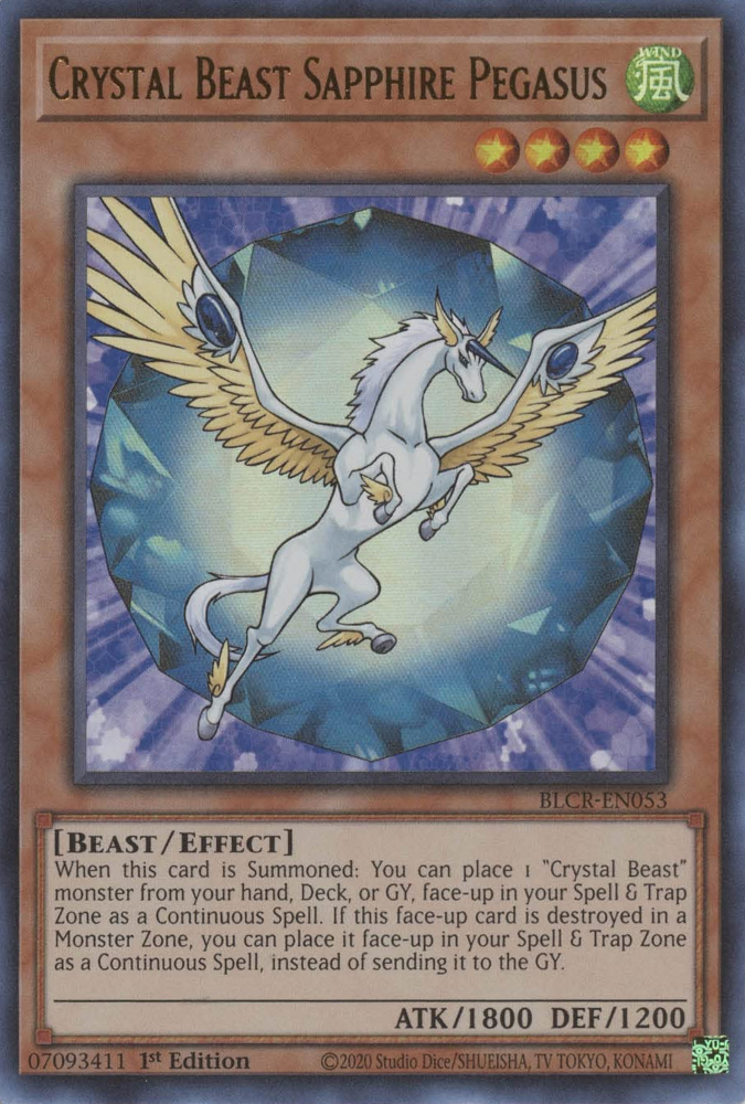 Crystal Beast Sapphire Pegasus [BLCR-EN053] Ultra Rare | Play N Trade Winnipeg