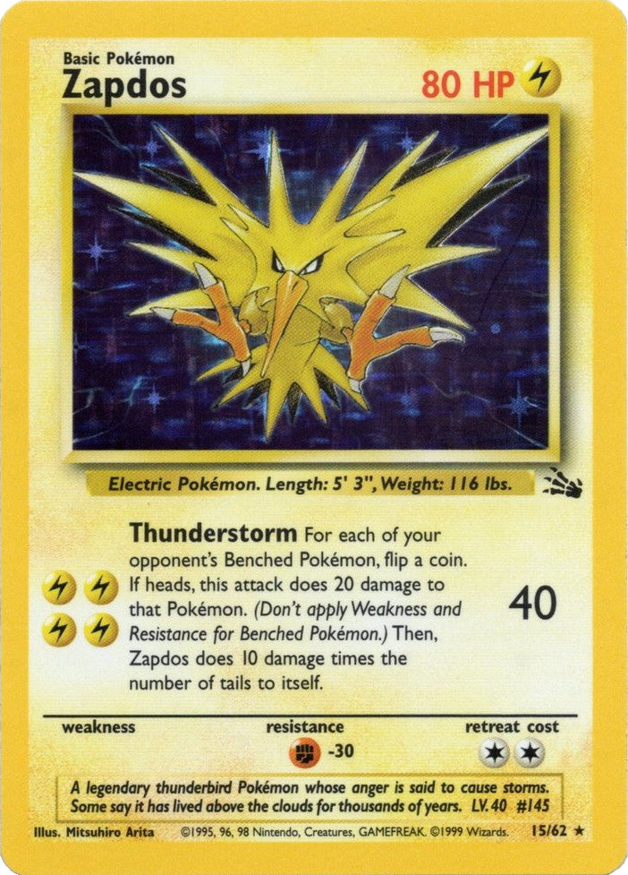 Zapdos (15/62) [Fossil Unlimited] | Play N Trade Winnipeg