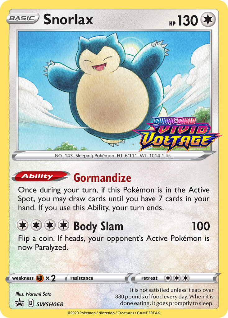 Snorlax (SWSH068) (Prerelease Promo) [Sword & Shield: Black Star Promos] | Play N Trade Winnipeg