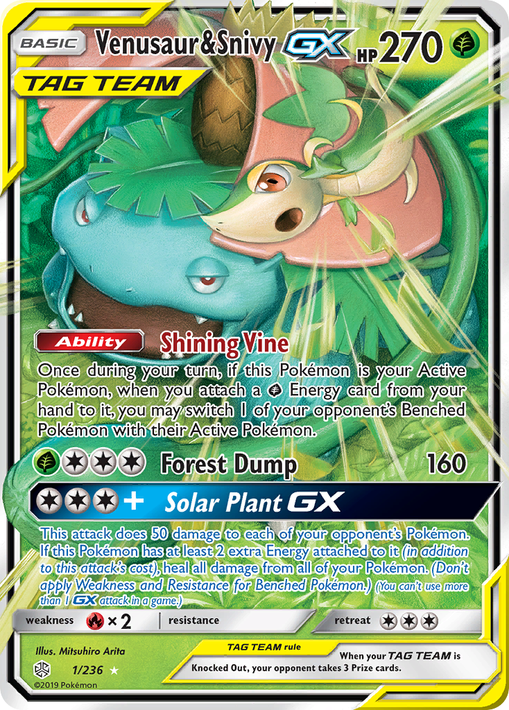 Venusaur & Snivy GX (1/236) [Sun & Moon: Cosmic Eclipse] | Play N Trade Winnipeg