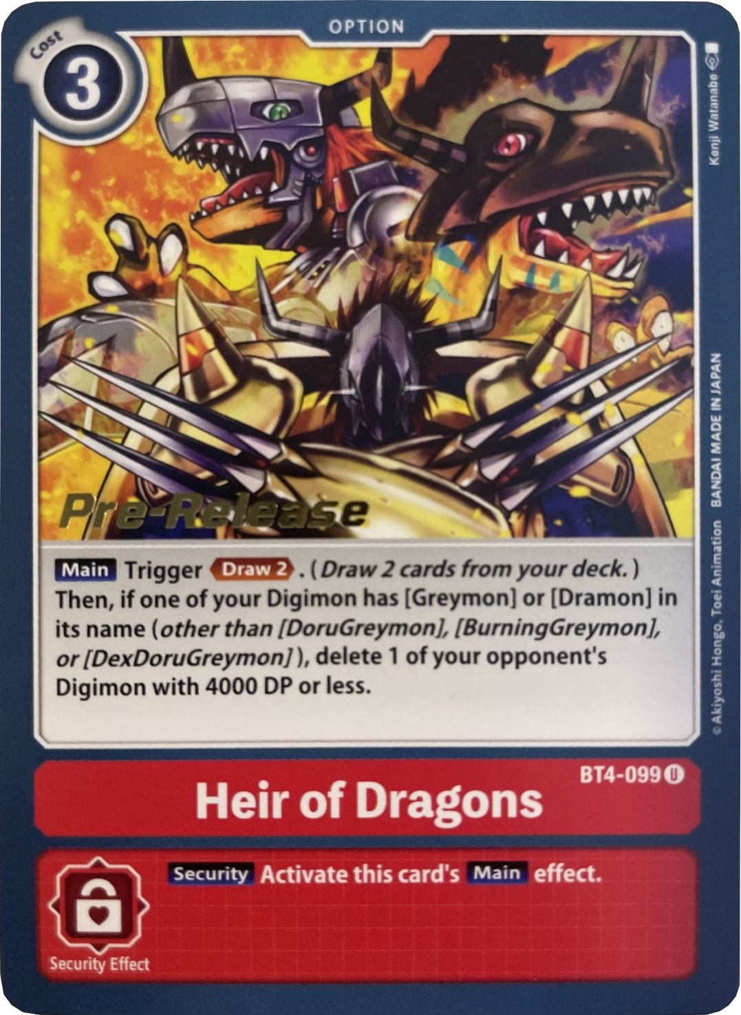 Heir of Dragons [BT4-099] [Great Legend Pre-Release Promos] | Play N Trade Winnipeg