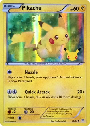 Pikachu (26/83) (20th Anniversary) [XY: Generations] | Play N Trade Winnipeg