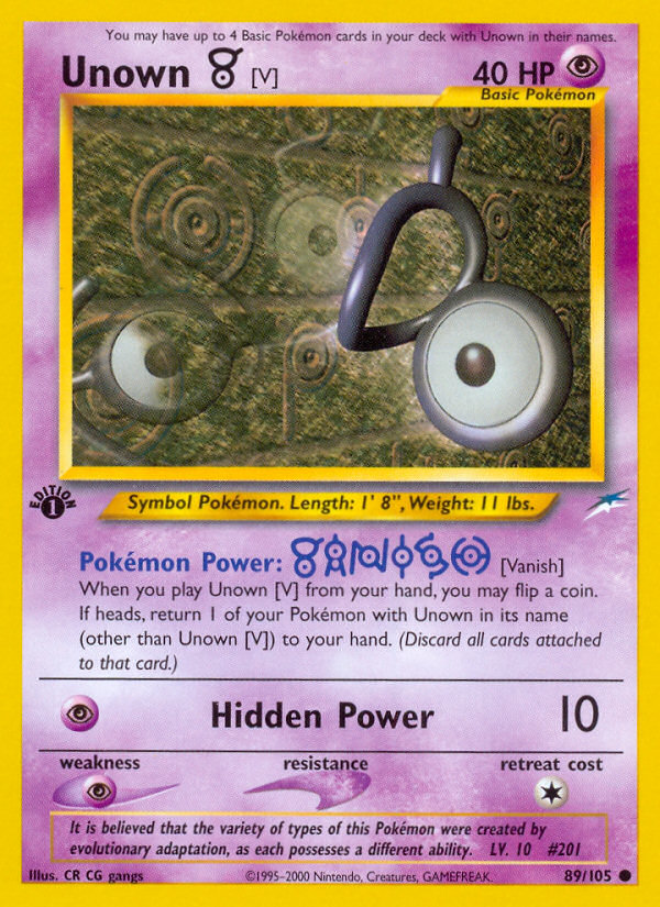 Unown [V] (89/105) [Neo Destiny 1st Edition] | Play N Trade Winnipeg