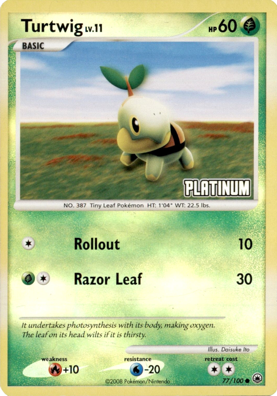 Turtwig LV.11 (77/100) (Platinum) [Burger King Promos: 2008 Collection] | Play N Trade Winnipeg