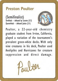 1996 Preston Poulter Biography Card [World Championship Decks] | Play N Trade Winnipeg