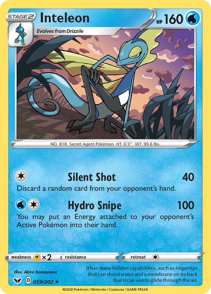 Inteleon (059/202) (Cracked Ice Holo) (Theme Deck Exclusive) [Sword & Shield: Base Set] | Play N Trade Winnipeg