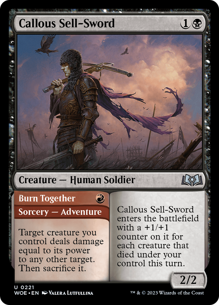 Callous Sell-Sword // Burn Together [Wilds of Eldraine] | Play N Trade Winnipeg