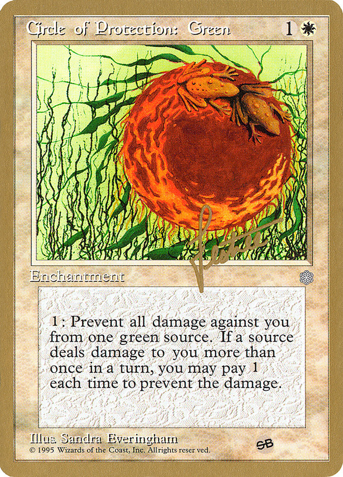 Circle of Protection: Green (Bertrand Lestree) (SB) (ICE) [Pro Tour Collector Set] | Play N Trade Winnipeg
