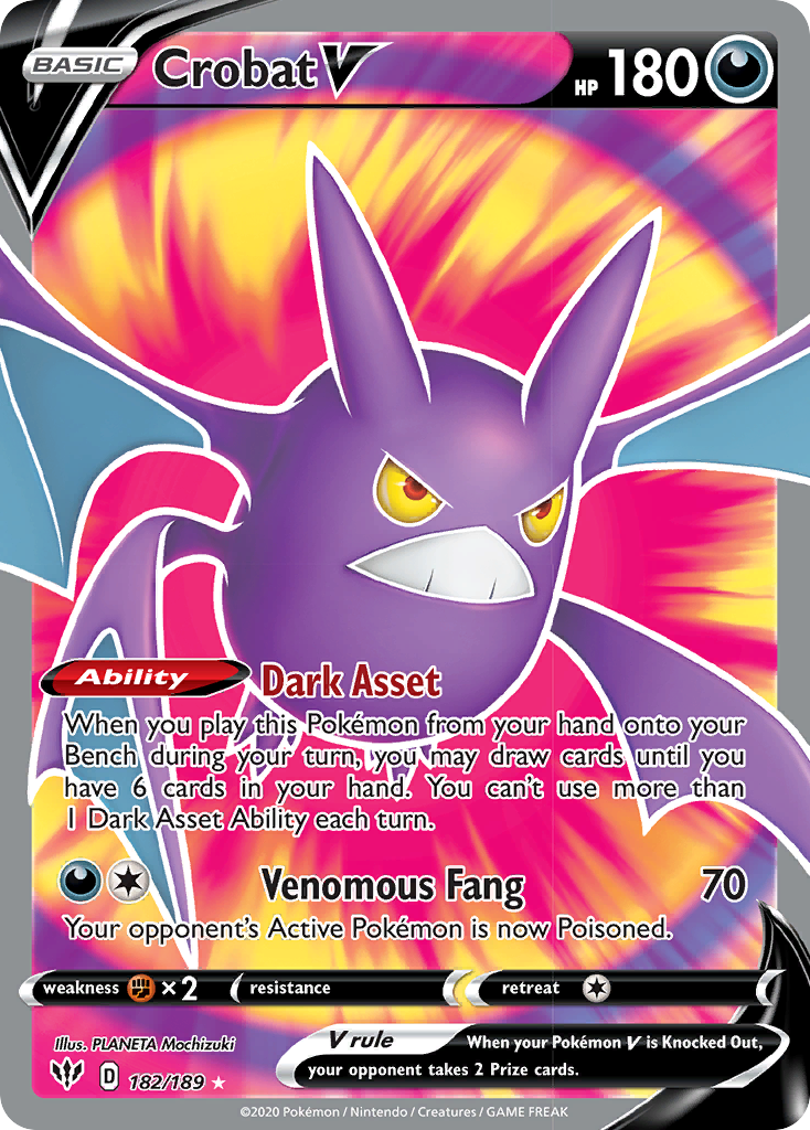 Crobat V (182/189) [Sword & Shield: Darkness Ablaze] | Play N Trade Winnipeg