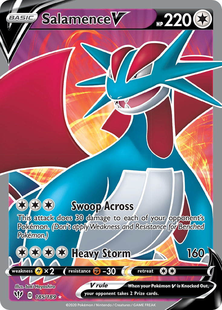 Salamence V (185/189) [Sword & Shield: Darkness Ablaze] | Play N Trade Winnipeg