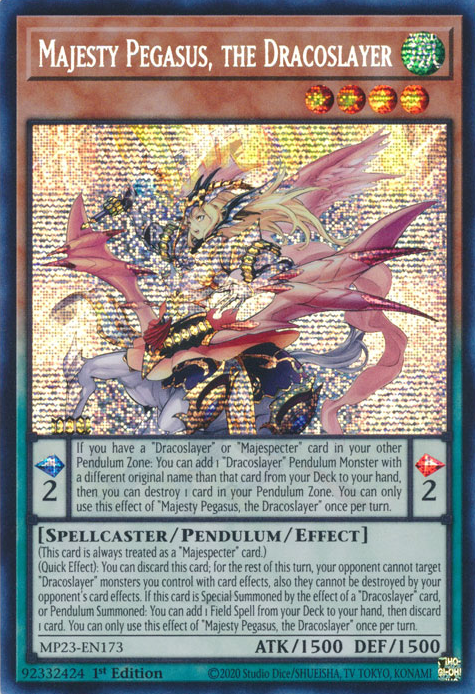 Majesty Pegasus, the Dracoslayer [MP23-EN173] Prismatic Secret Rare | Play N Trade Winnipeg