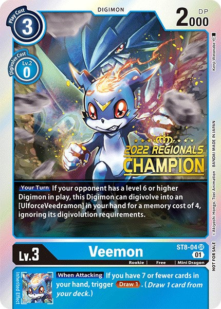 Veemon [ST8-04] (2022 Championship Online Regional) (Online Champion) [Starter Deck: Ulforce Veedramon Promos] | Play N Trade Winnipeg