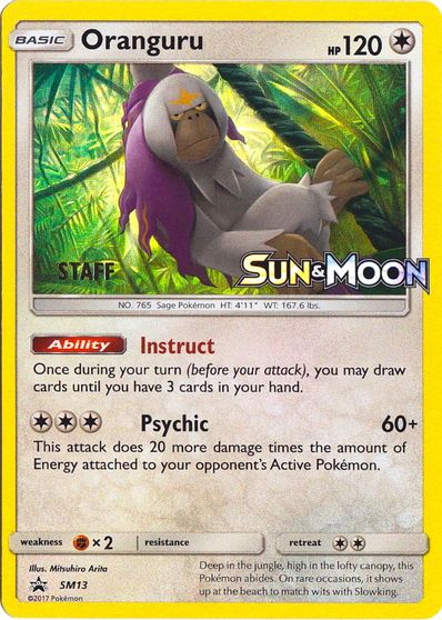 Oranguru (SM13) (Staff Prerelease Promo) [Sun & Moon: Black Star Promos] | Play N Trade Winnipeg