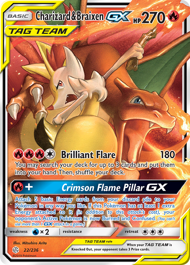 Charizard & Braixen GX (22/236) [Sun & Moon: Cosmic Eclipse] | Play N Trade Winnipeg