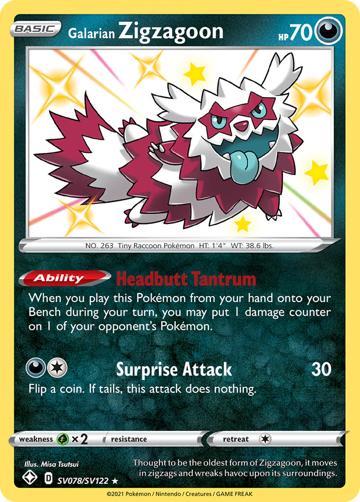 Galarian Zigzagoon (SV078/SV122) [Sword & Shield: Shining Fates] | Play N Trade Winnipeg