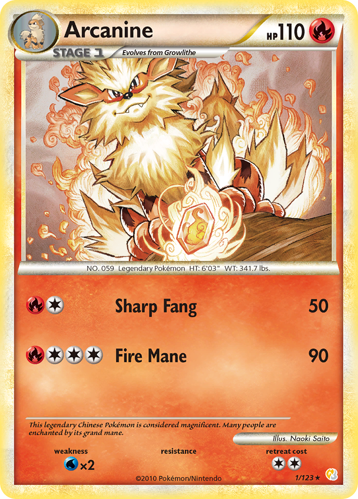 Arcanine (1/123) [HeartGold & SoulSilver: Base Set] | Play N Trade Winnipeg