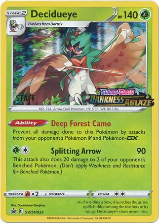 Decidueye (SWSH035) (Staff Prerelease Promo) [Sword & Shield: Black Star Promos] | Play N Trade Winnipeg