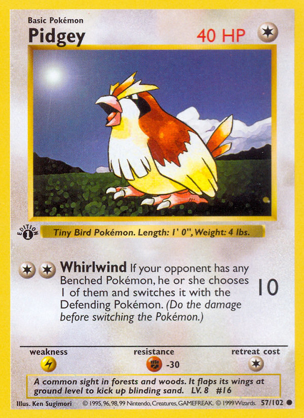 Pidgey (57/102) (Shadowless) [Base Set 1st Edition] | Play N Trade Winnipeg