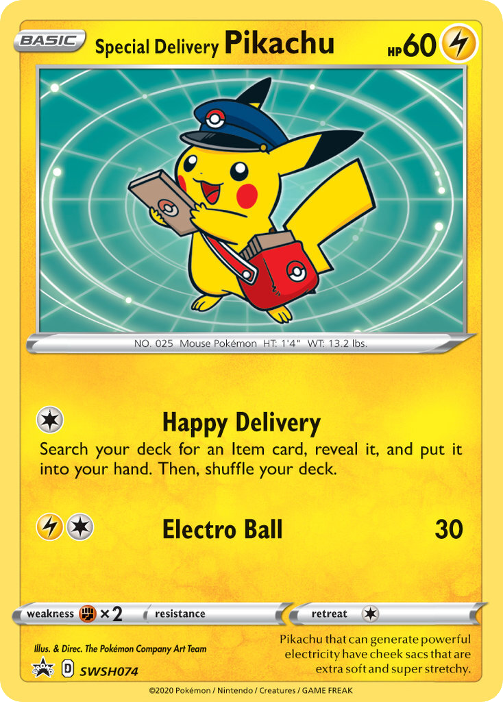 Special Delivery Pikachu (SWSH074) [Sword & Shield: Black Star Promos] | Play N Trade Winnipeg