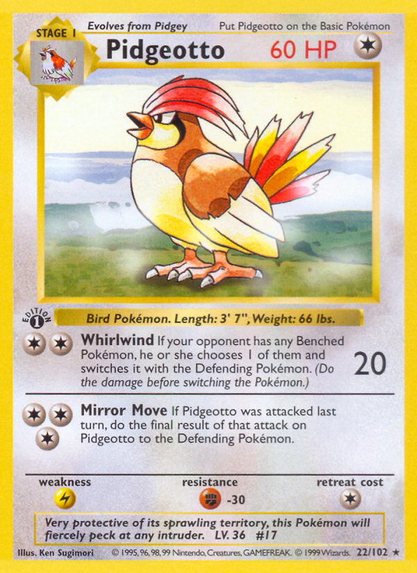 Pidgeotto (22/102) (Shadowless) [Base Set 1st Edition] | Play N Trade Winnipeg