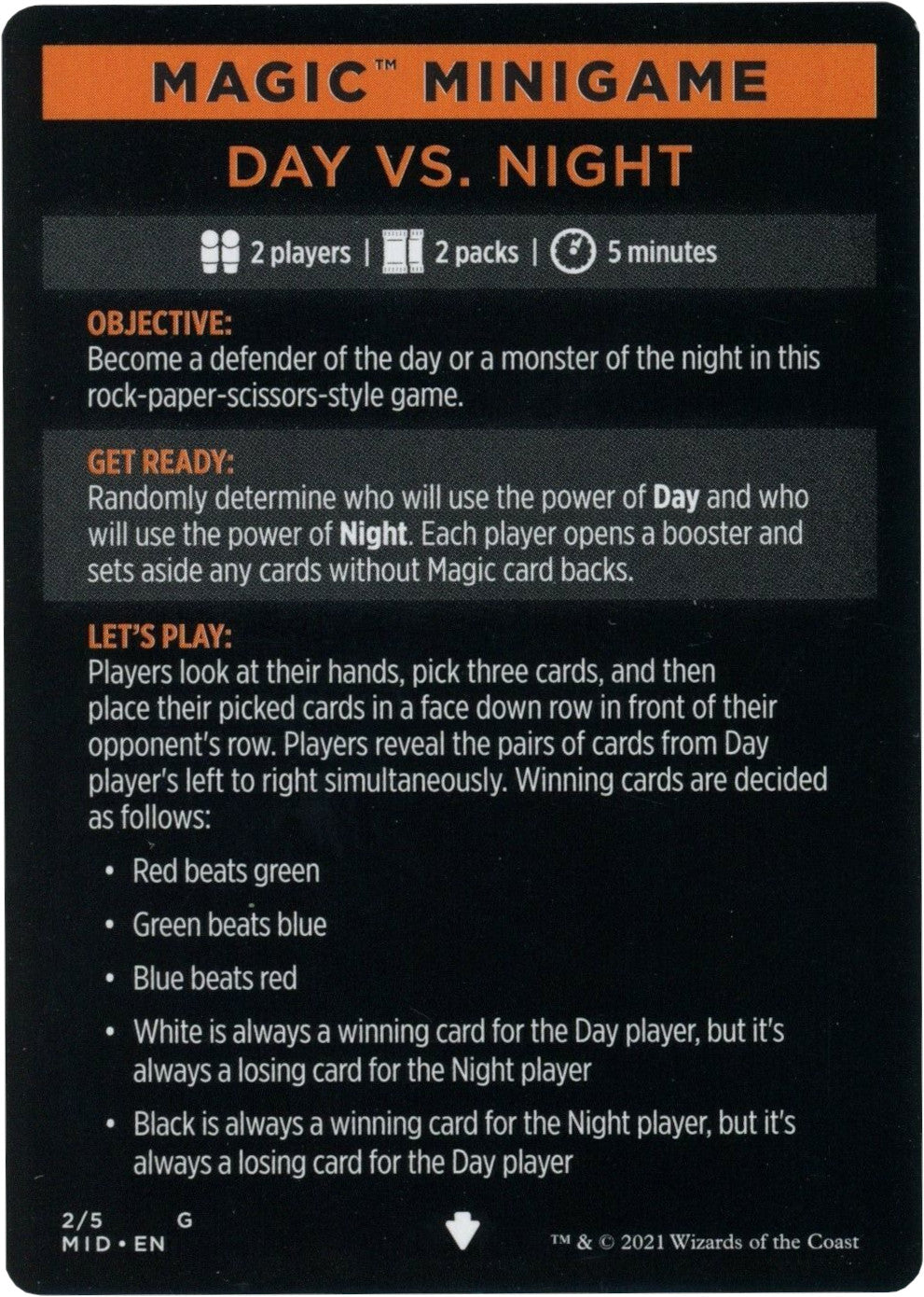 Day Vs. Night (Magic Minigame) [Innistrad: Midnight Hunt Minigame] | Play N Trade Winnipeg
