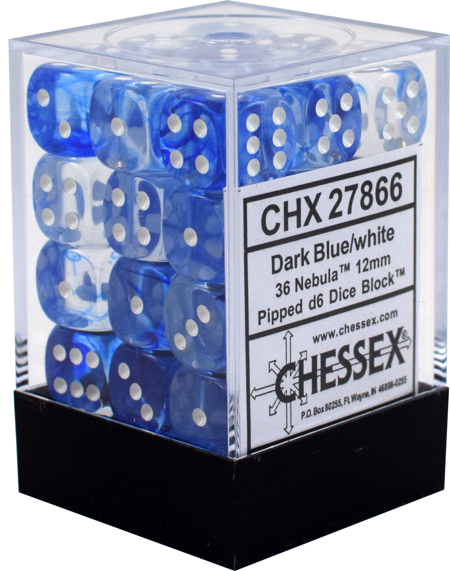 CHESSEX - NEBULA 12D6 DARK BLUE/WHITE 16MM | Play N Trade Winnipeg