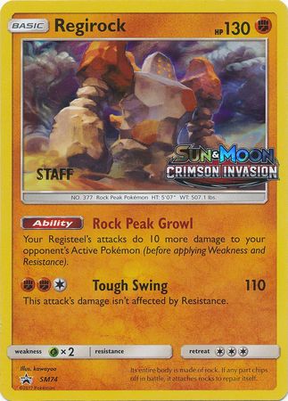 Regirock (SM74) (Staff Prerelease Promo) [Sun & Moon: Black Star Promos] | Play N Trade Winnipeg