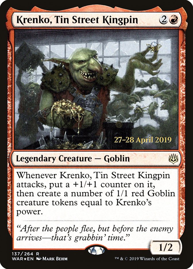 Krenko, Tin Street Kingpin  [War of the Spark Prerelease Promos] | Play N Trade Winnipeg