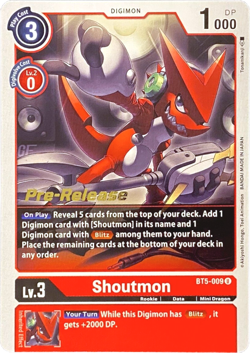 Shoutmon [BT5-009] [Battle of Omni Pre-Release Promos] | Play N Trade Winnipeg