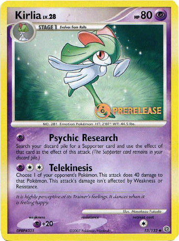 Kirlia (53/132) (Prerelease Promo) [Diamond & Pearl: Black Star Promos] | Play N Trade Winnipeg