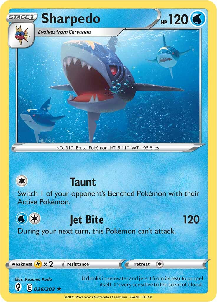 Sharpedo (036/203) [Sword & Shield: Evolving Skies] | Play N Trade Winnipeg