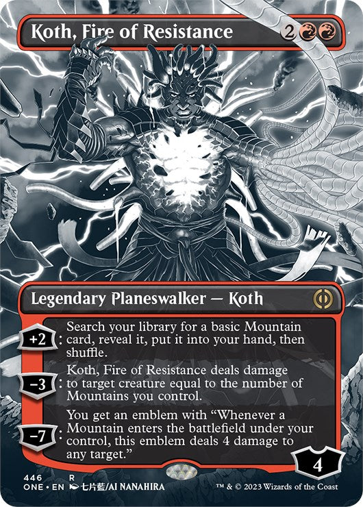 Koth, Fire of Resistance (Borderless Manga Step-and-Compleat Foil) [Phyrexia: All Will Be One] | Play N Trade Winnipeg