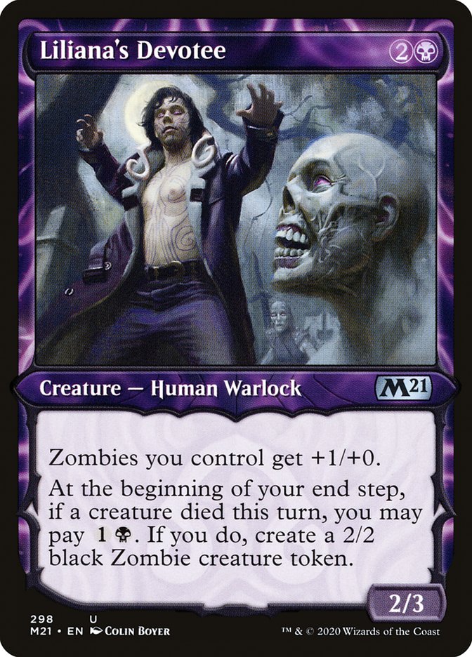 Liliana's Devotee (Showcase) [Core Set 2021] | Play N Trade Winnipeg