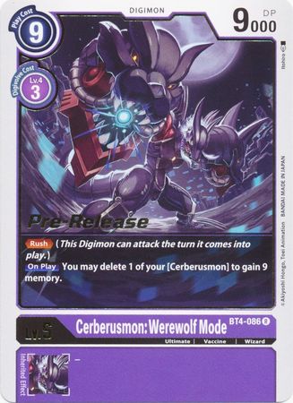 Cerberusmon: Werewolf Mode [BT4-086] [Great Legend Pre-Release Promos] | Play N Trade Winnipeg