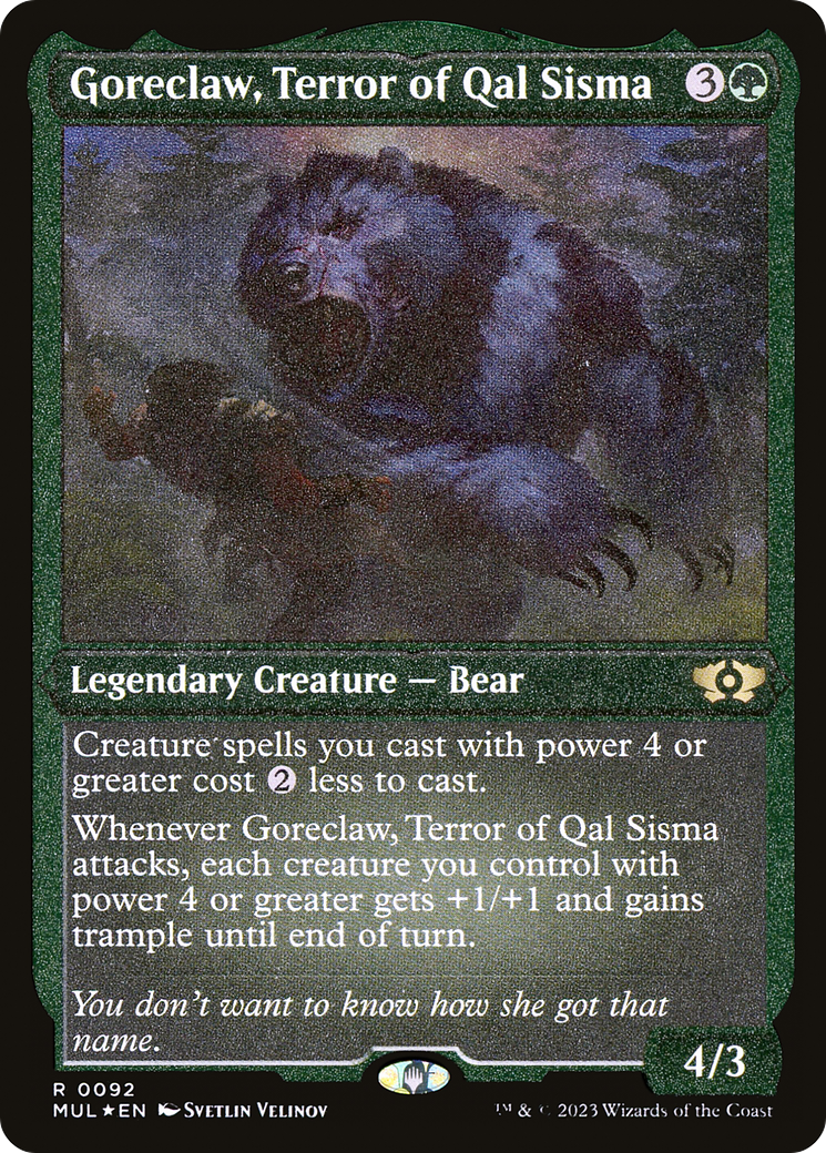 Goreclaw, Terror of Qal Sisma (Foil Etched) [Multiverse Legends] | Play N Trade Winnipeg