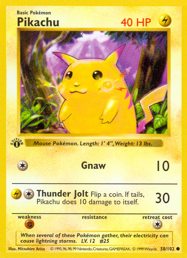 Pikachu (58/102) (Shadowless) [Base Set 1st Edition] | Play N Trade Winnipeg