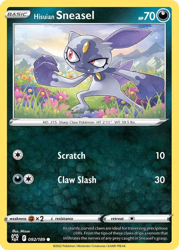 Hisuian Sneasel (092/189) (Theme Deck Exclusive) [Sword & Shield: Astral Radiance] | Play N Trade Winnipeg