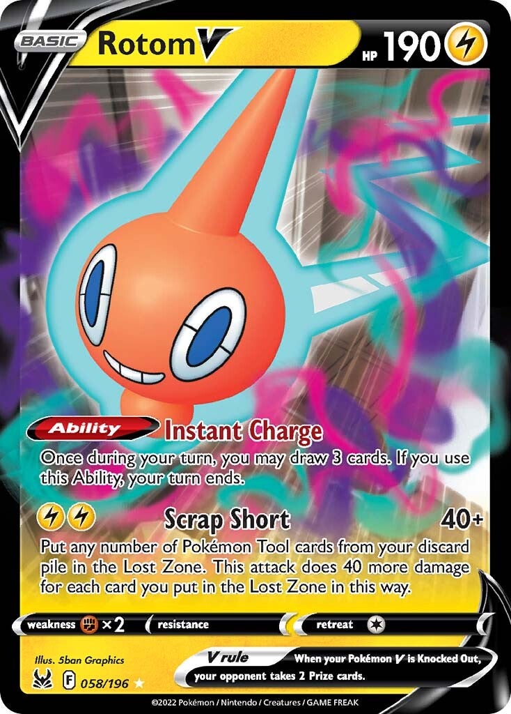 Rotom V (058/196) [Sword & Shield: Lost Origin] | Play N Trade Winnipeg