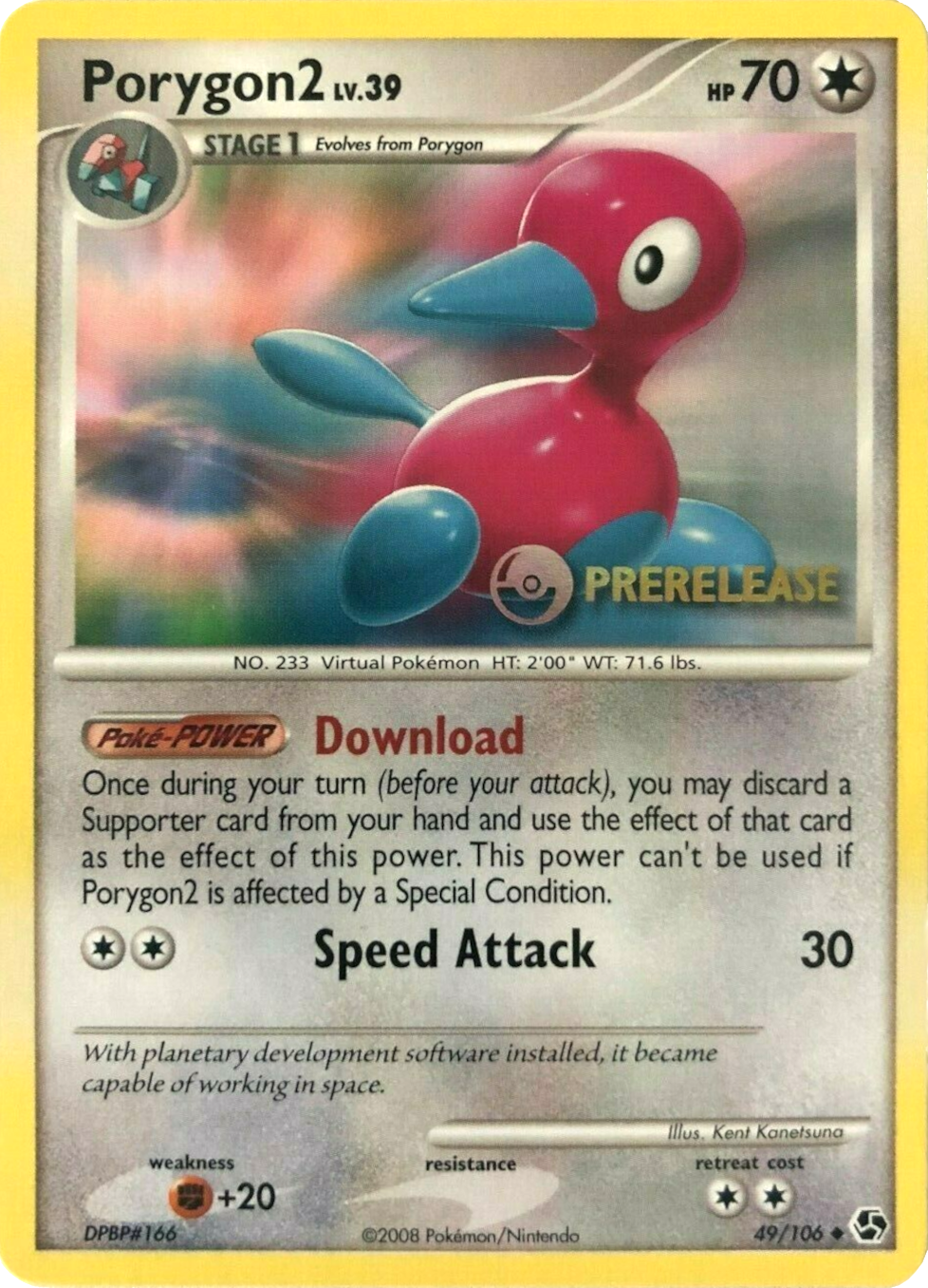 Porygon2 (49/106) (Prerelease Promo) [Diamond & Pearl: Black Star Promos] | Play N Trade Winnipeg