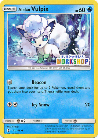 Alolan Vulpix (21/145) (Build A Bear Workshop Exclusive) [Sun & Moon: Guardians Rising] | Play N Trade Winnipeg