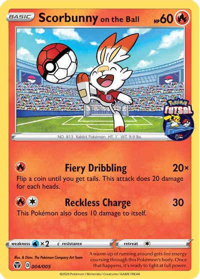 Scorbunny on the Ball (004/005) [Pokemon Futsal Collection] | Play N Trade Winnipeg