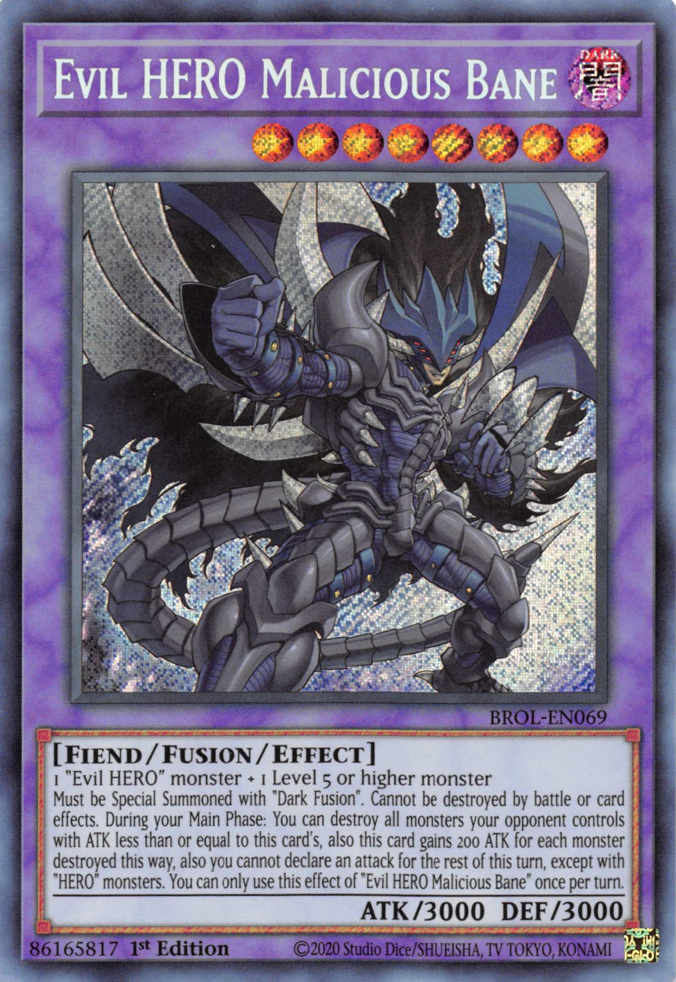 Evil HERO Malicious Bane [BROL-EN069] Secret Rare | Play N Trade Winnipeg