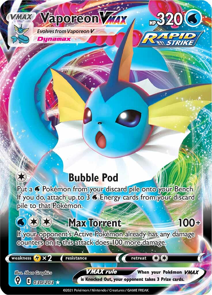 Vaporeon VMAX (030/203) [Sword & Shield: Evolving Skies] | Play N Trade Winnipeg