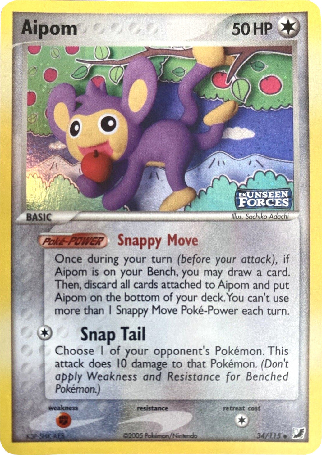 Aipom (34/115) (Stamped) [EX: Unseen Forces] | Play N Trade Winnipeg