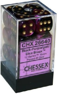CHESSEX - 12D6 GEMINI BLACK-PURPLE/GOLD | Play N Trade Winnipeg