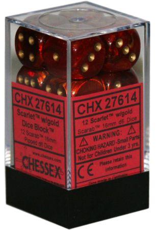 CHESSEX - 12D6 SCARAB SCARLET/GOLD | Play N Trade Winnipeg
