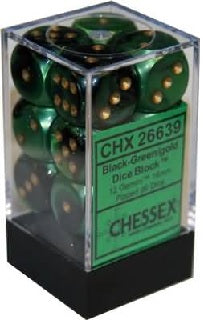 CHESSEX - 12D6 GEMINI BLACK-GREEN/GOLD | Play N Trade Winnipeg